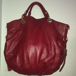 Fenn, Wright Manson -red Pebbled Leather Tote Bag with crossbody strap